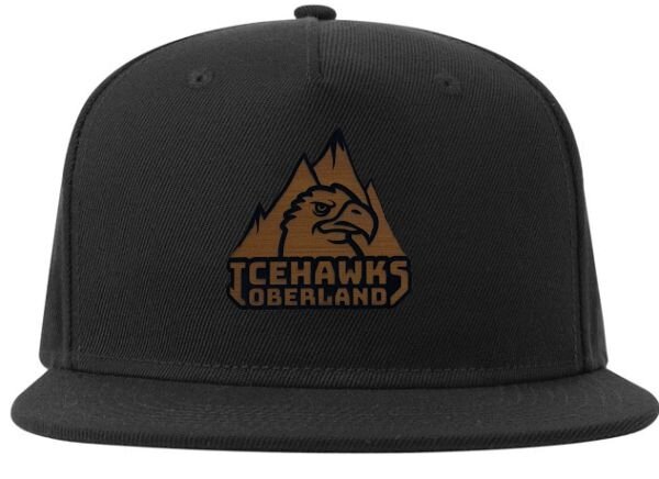 Snapback-Cap (gerade) schwarz Lederpatch