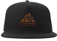 Snapback-Cap (gerade) schwarz Lederpatch