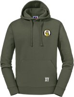 Hoodie Logo klein oliv mit Rückendruck L