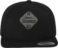 Snapback-Cap schwarz Skyline/1863 Leder mittig groß